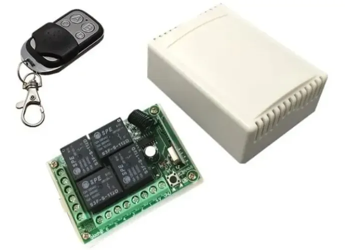 Relé Rf 433mhz 4ch 12v Dc + Controle Remoto Rf Arduino Automação COD-AM486 