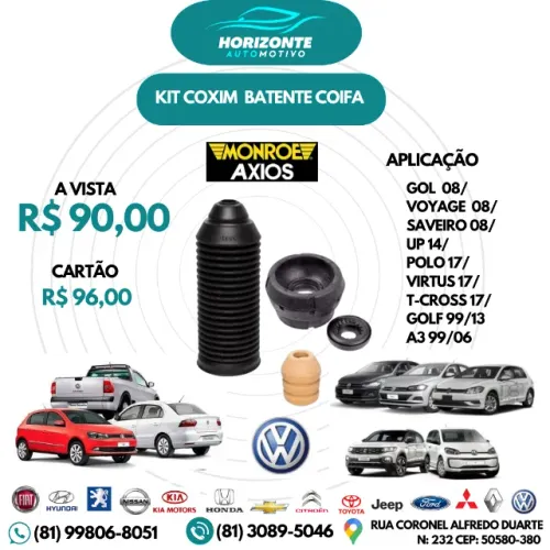 Kit coxim batente dianteiro gol Voyage Saveiro G5 08/ UP 14/ polo virtual t-cross 17/
