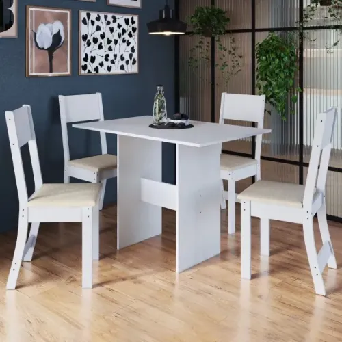 Mesa com 4 cadeiras branca- Entrega e montagem gratis