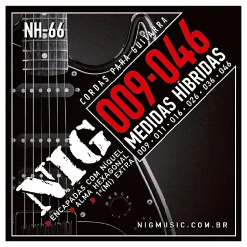 Jogo de Cordas Para Guitarra Nig 09 046 Híbrido NH66 Nickel Wound