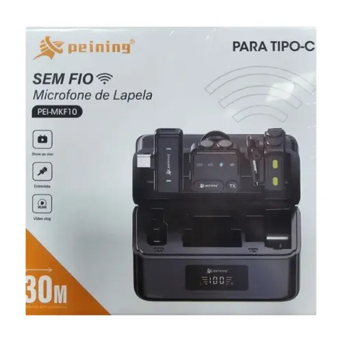 Microfone de Lapela Sem Fio para Tipo-C 30M PEI-MKF10 - Peining  cod: 4717