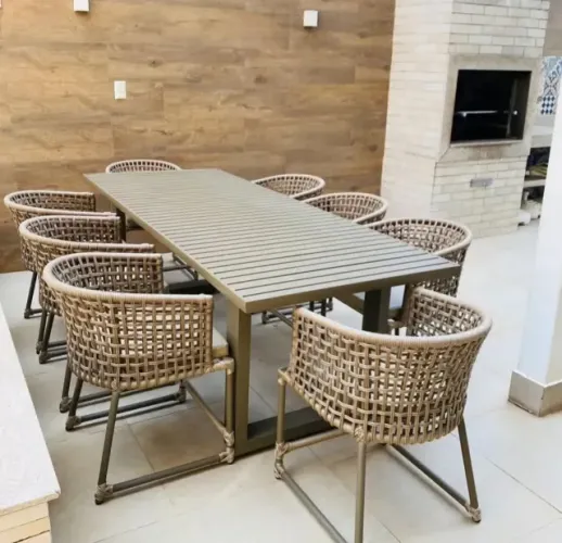Mesa retangular de corda náutica