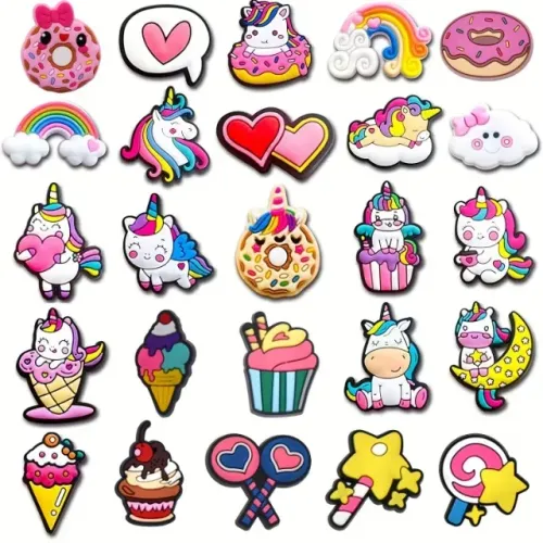 Kit 25 Pins Botons Broches Jibbitz p/ calçados, sandálias, chinelos, mochilas, roupas