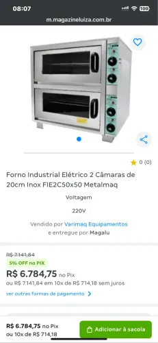 FORNO INDUSTRIAL ELÉTRICO FIE2C50x50 2 CÂMARAS 20CMF