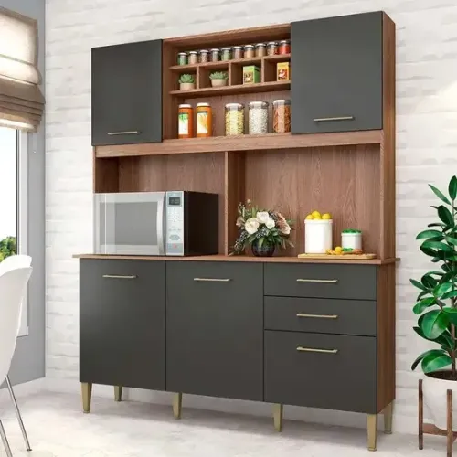 Armario de Cozinha Compacta 5 Portas 2 Gavetas Laura Novo Fazemos Entrega