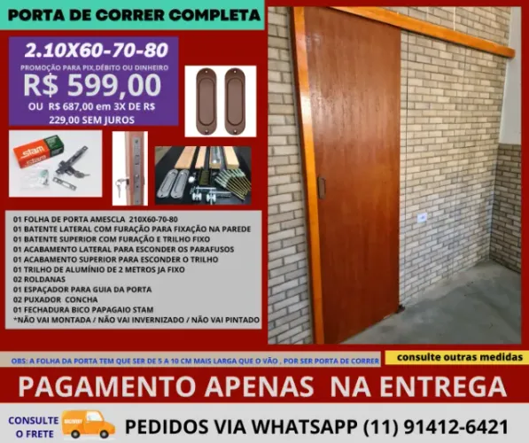 Porta suspença de correr modelo 32
