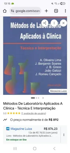 Livro Métodos De Laboratório Aplicados A Clínica - Técnica E Interpretação
