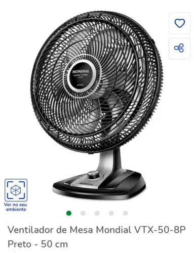 Ventilador de mesa mondial vtx40 40cm 8 pás 110v
