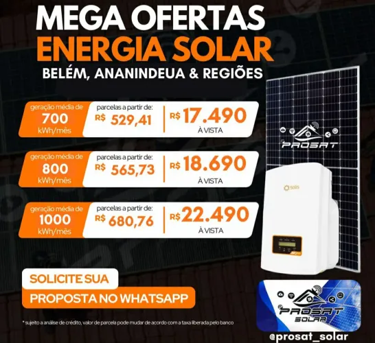 Energia Solar - Kit Completo - Belém, Ananindeua e Regiões