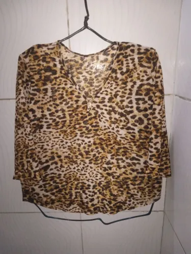 Blusa Animal Print Mangas Longas Feminino M