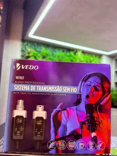 Conversor Microfone Sem Fio,48v/0V Uhf Transmissor Receptor,Alcance de 30 metros