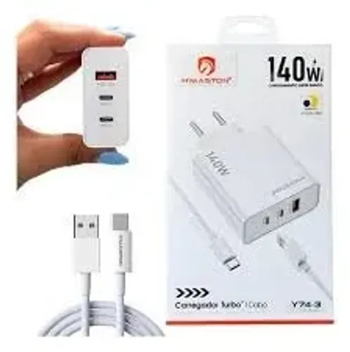 Carregador Turbo 140w + Cabo Tipo-c Com 3 Saídas H'maston