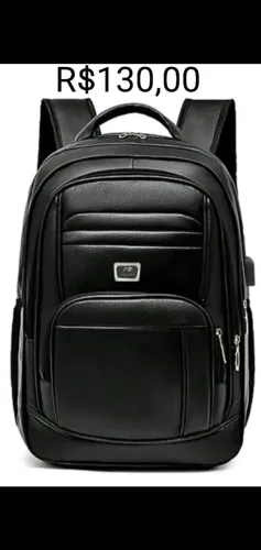 Mochila Masculina Preta de Couro