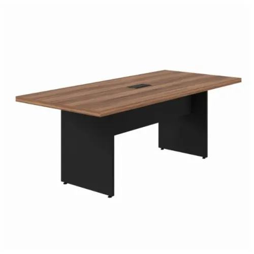 Mesa de Reunião 2,00×0,90m C/ Caixa de Tomada NOGAL SEVILHA/PRETO