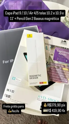 Capa iPad 9/10/Air 4/5 + pencil Baseus Magnética