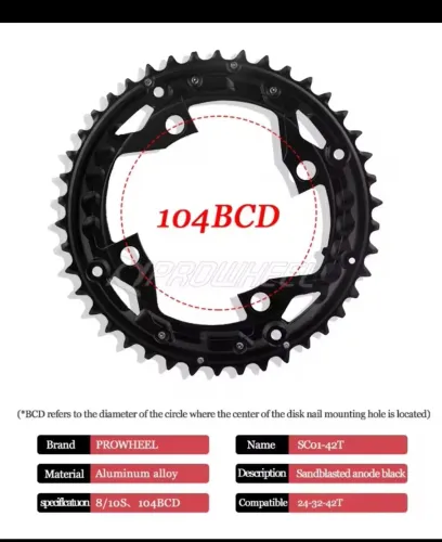 Shimano coroa BCD 104 42T alumínio 