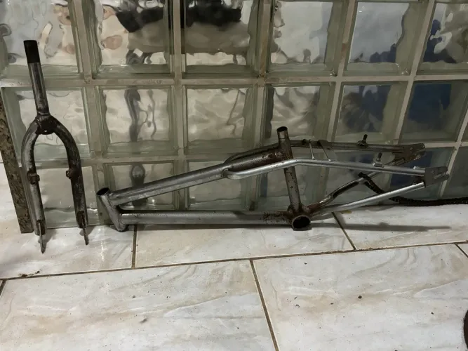 Quadro e Garfo Cromados Bicicleta Aro 20