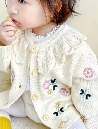 Casaco menina infantil cardigan tricô luxo jardim ?