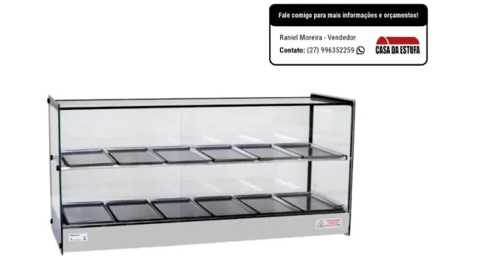 Estufa Quente Vidro Reto 12 bandejas - Linha EVR12BD da Tita