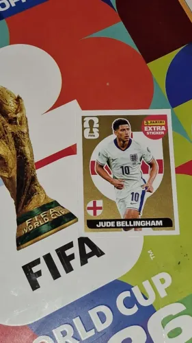 Álbum Copa 2026: 411 coladas, Bellingham Gold, 48 repetidas e figurinhas raras!