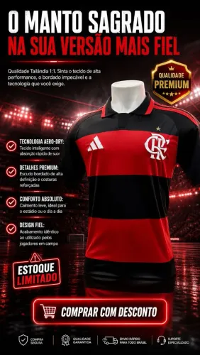 Camisa I (Torcedor / Home) do Flamengo para a temporada de 2026, fabricada pela Adidas.