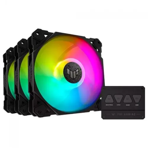4 x Ventoinhas Asus TUF TF120 ARGB 120mm Cooler Fan + Controladora Asus TUF