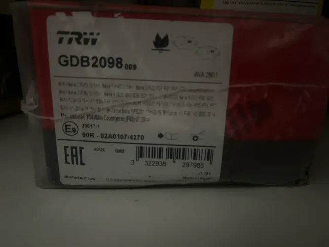 Pastilha dianteira TRW BMW X1 F48 2016 A 2022