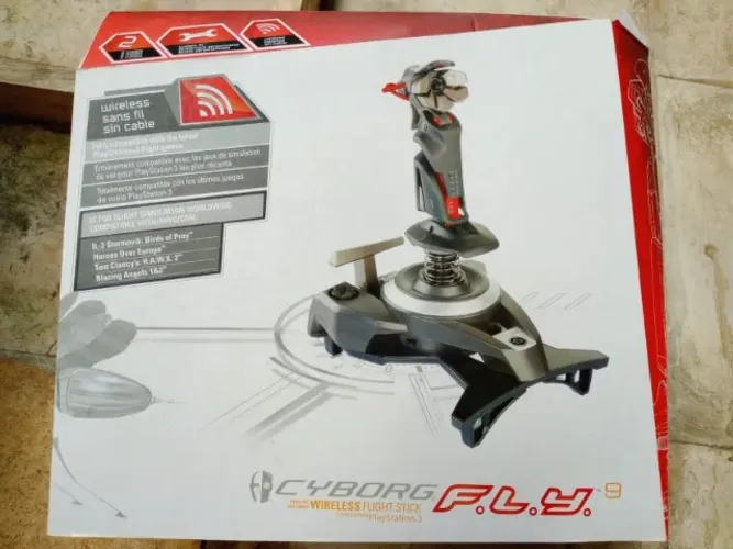 Joystick Manche Cyborg F.L.Y. 9 Wireless PS3 Mad Catz Na Caixa Completo