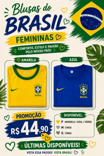 Blusas do Brasil (Tamanho P/M/G) Últimas peças