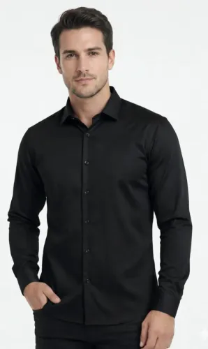 Camisa Masculina, preta, tamanho 6 (XGG), 60% Algodão e 40% Poliéster
