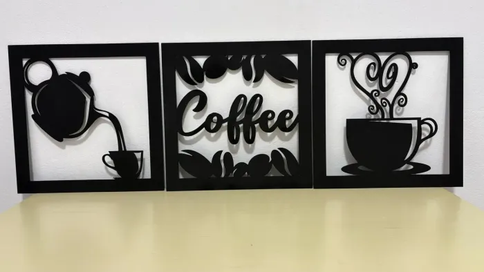 Quadro em Mdf coffe café cor preto 