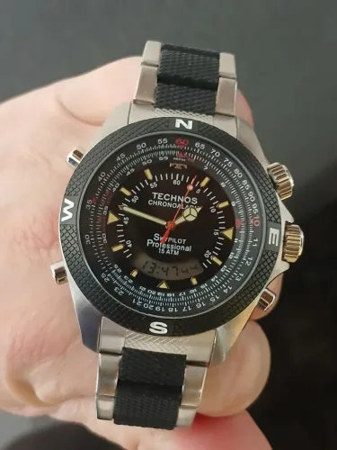 Relógio antigo raro na caixa sem uso, TECHNOS SKYPILOT original , edição especial coleção 