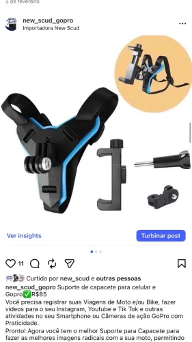 Suporte de capacete para celular e Gopro