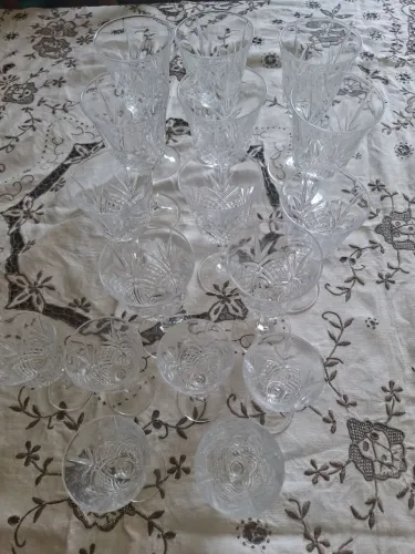 Conjunto Cristal d?Arques França - 17 Taças Vintage em Cristal Lapidado ?