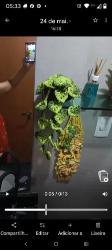 Planta pendente em crochê 