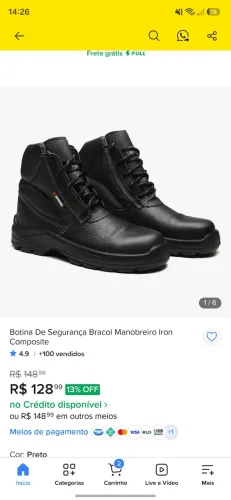 Bota biqueira de aço anti torção