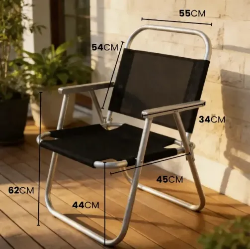 Cadeira de Praia Oversize 150kg em Alumínio Reforçada (Nova)