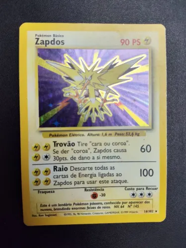 Zapdos Holográfico - Base Set 16/102 (Pokémon TCG Clássico)