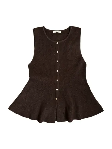 Blusa Peplum Zara Marrom com Botões