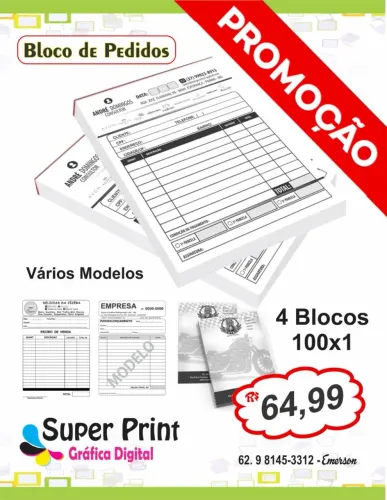 Blocos de orçamento ou pedidos 