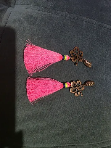 Brinco Flor Pluma Rosa
