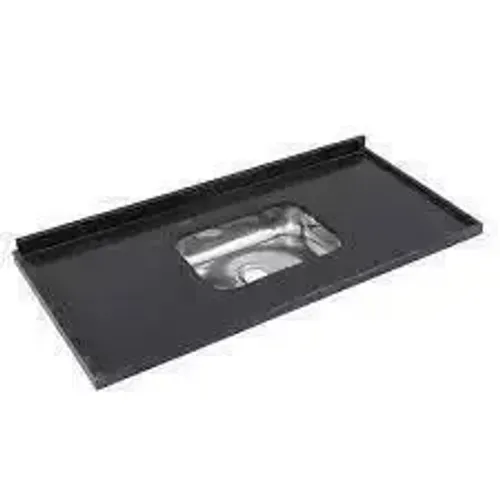 Pia de Mármore Preta com Cuba de Inox, 1,70cm x 0.60 Completa