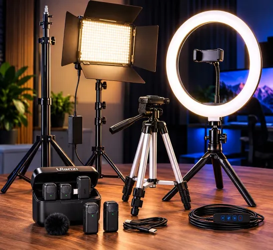 Kit Gravação Pro Ulanzi + U800 LED + Ring Light + Tripés