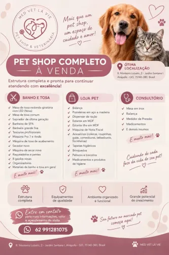 Pet shop com consultório veterinário e banho e tosa completo
