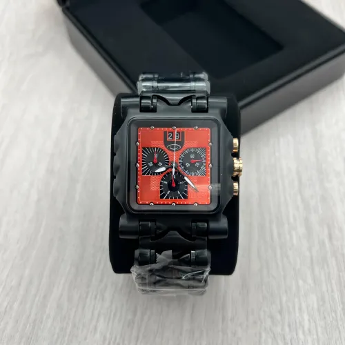 Oakley Time Machine Titanium Preto Vermelho Cronógrafo 50mm Novo