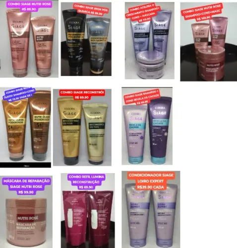 COMBOS SHAMPOO E CONDICIONADOR LINHA EUDORA SIAGE R$ 89,90