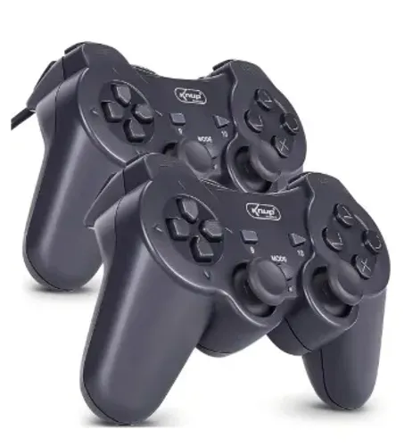 Controle USB Knup Dualshock Gamer Preto PC Notebook PS3 2 KP-CN701