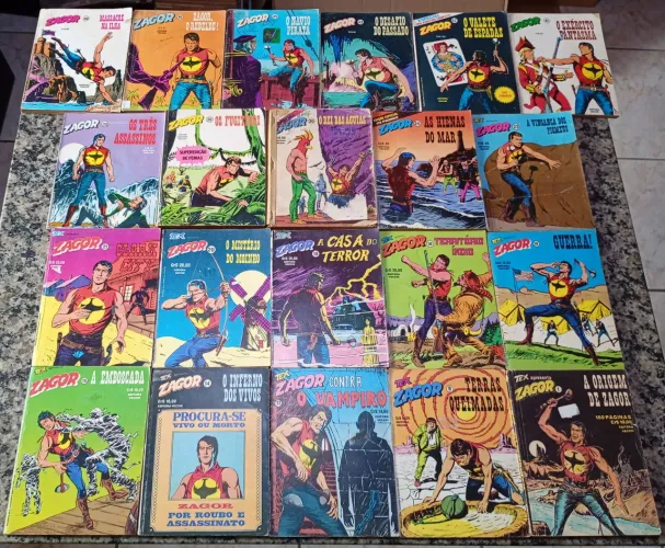 Hq - ZAGOR - lote com 21 Gibis da Vecchi - Quadrinhos anos 70 e 80