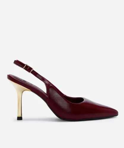SCARPIN BORDÔ COM SALTO DOURADO,NA ETIQUETA,NOVO!