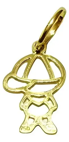 Pingente Menino Filho Ouro 18k Vazado Pequeno Boneco 10 mm Peso 0.10 Gramas